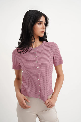 The Textured Knit Button Top