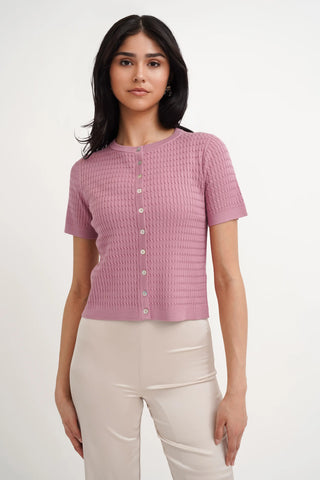 The Textured Knit Button Top