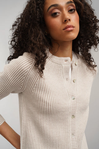 The Linear Stripe Button Cardigan