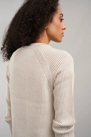 The Linear Stripe Button Cardigan