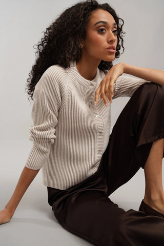 The Linear Stripe Button Cardigan