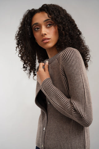 The Linear Stripe Button Cardigan