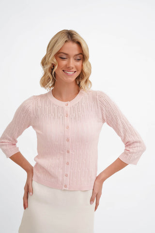 The Pointelle Button Cardigan
