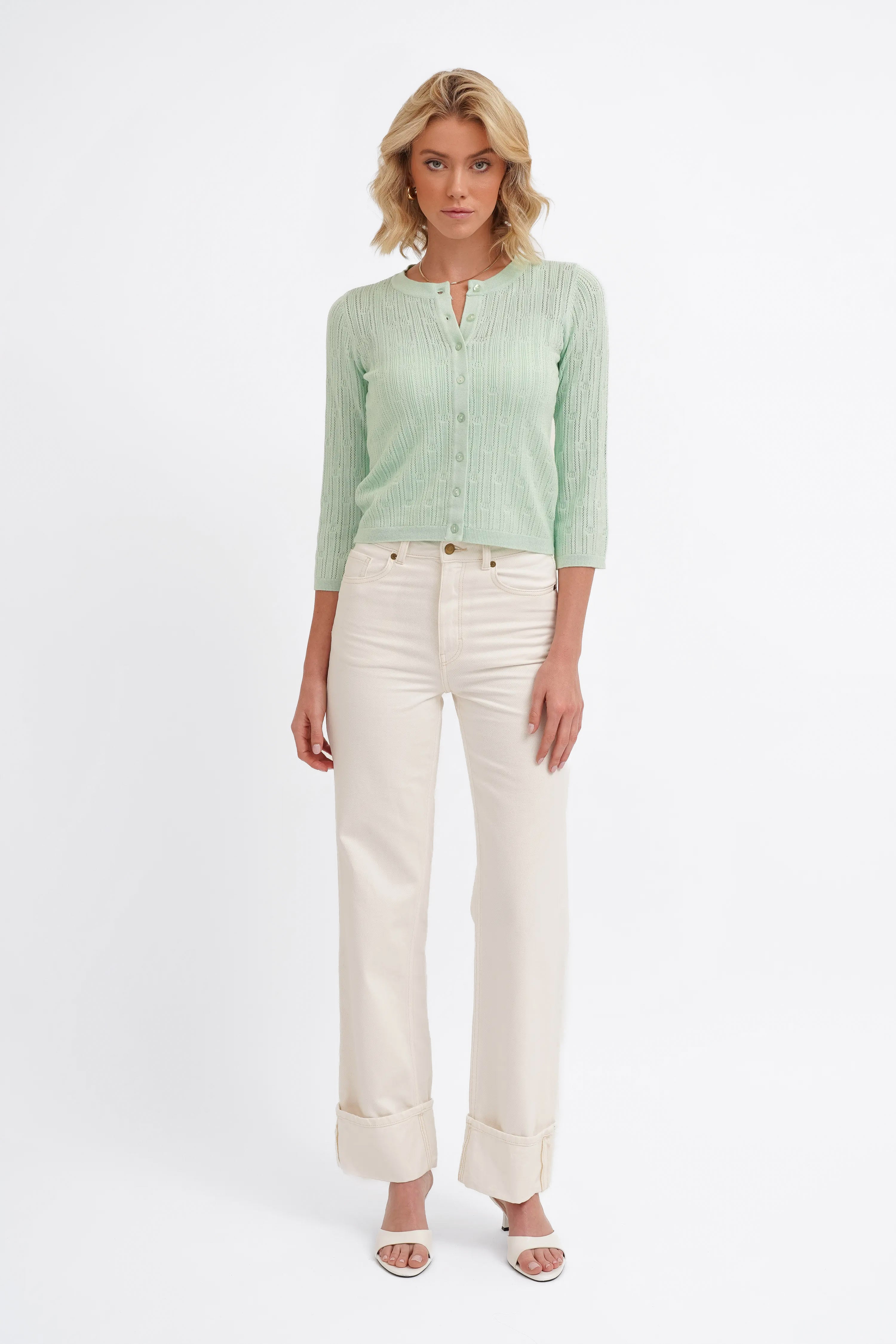 The Pointelle Button Cardigan