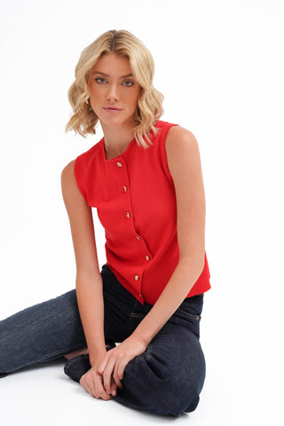 The Buttoned Knit Shell