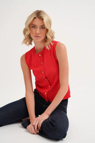 The Buttoned Knit Shell