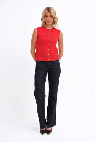 The Buttoned Knit Shell