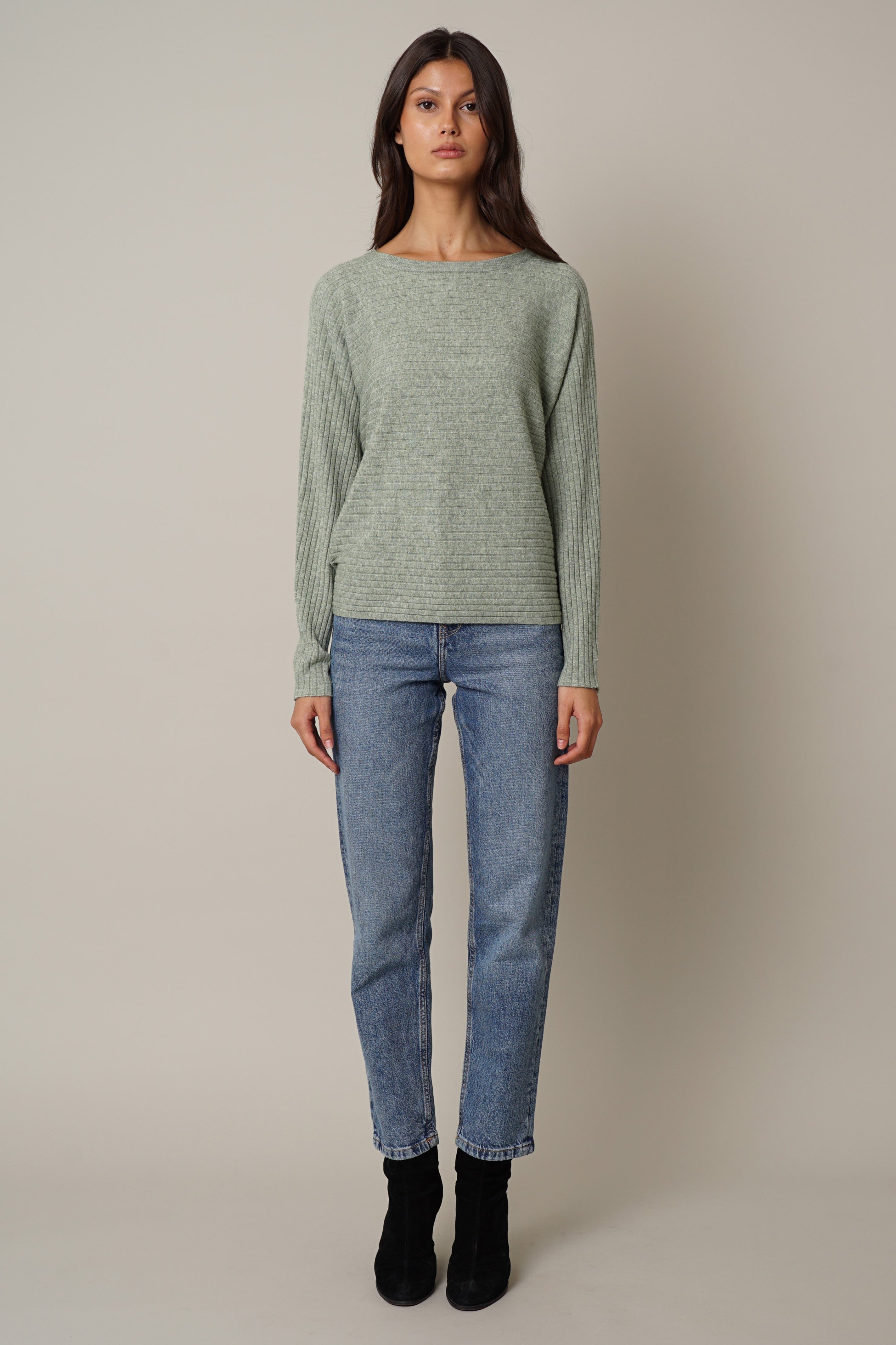 Cyrus fawny cowl neck ribbed clearance pullover