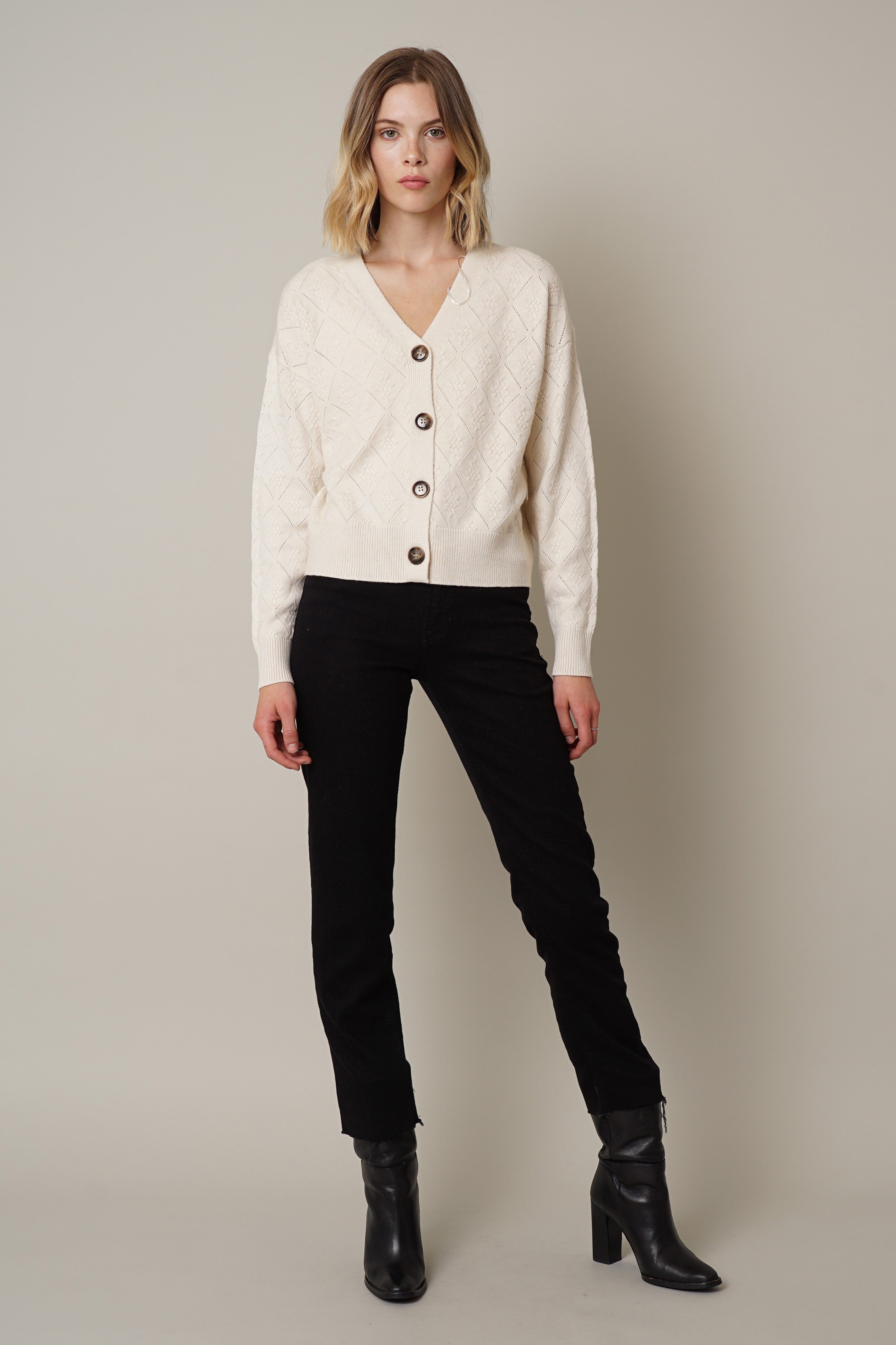 White button clearance sweater