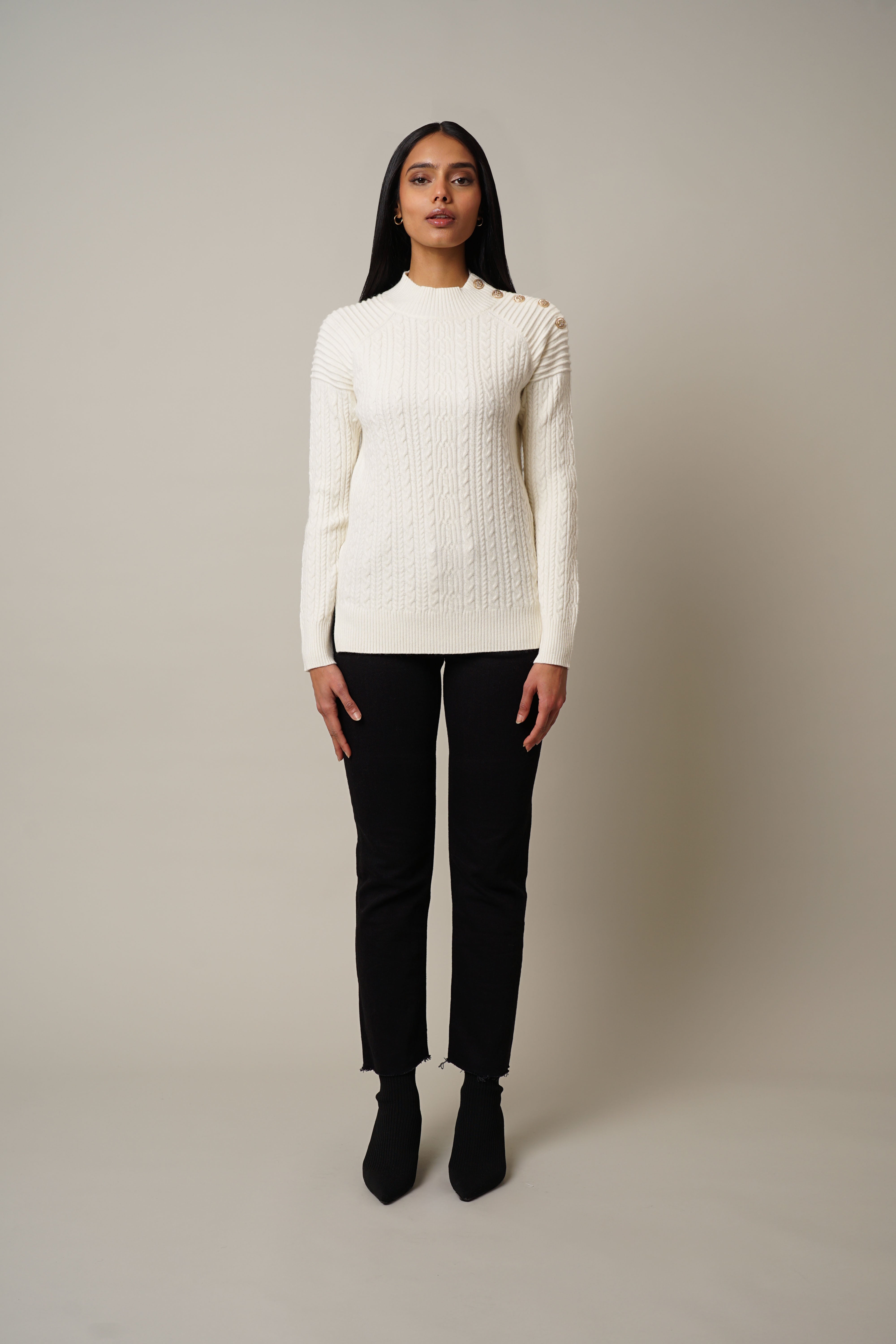Cyrus - Cable Knit Pullover with Buttons