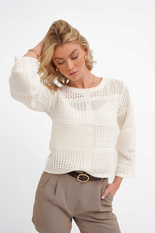 The Patchwork Open Knit Pullover
