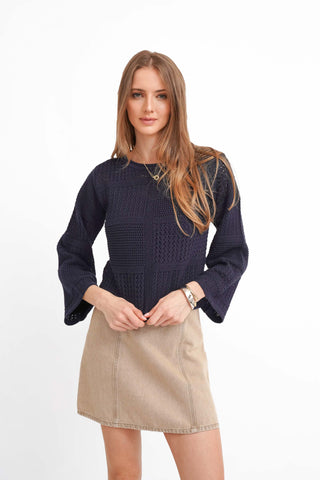 The Patchwork Open Knit Pullover