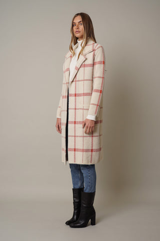 Open Plaid Mink Coat