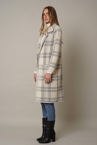 Open Plaid Mink Coat