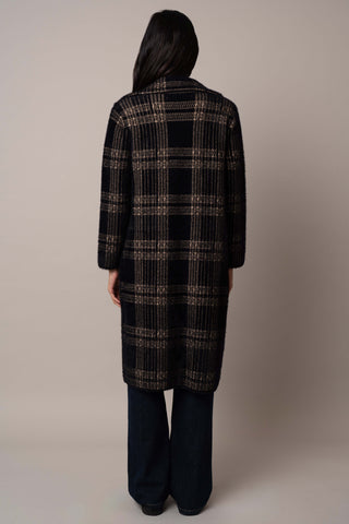 Model is wearing the open-plaid-mink-coat in Gothenburg Plaid