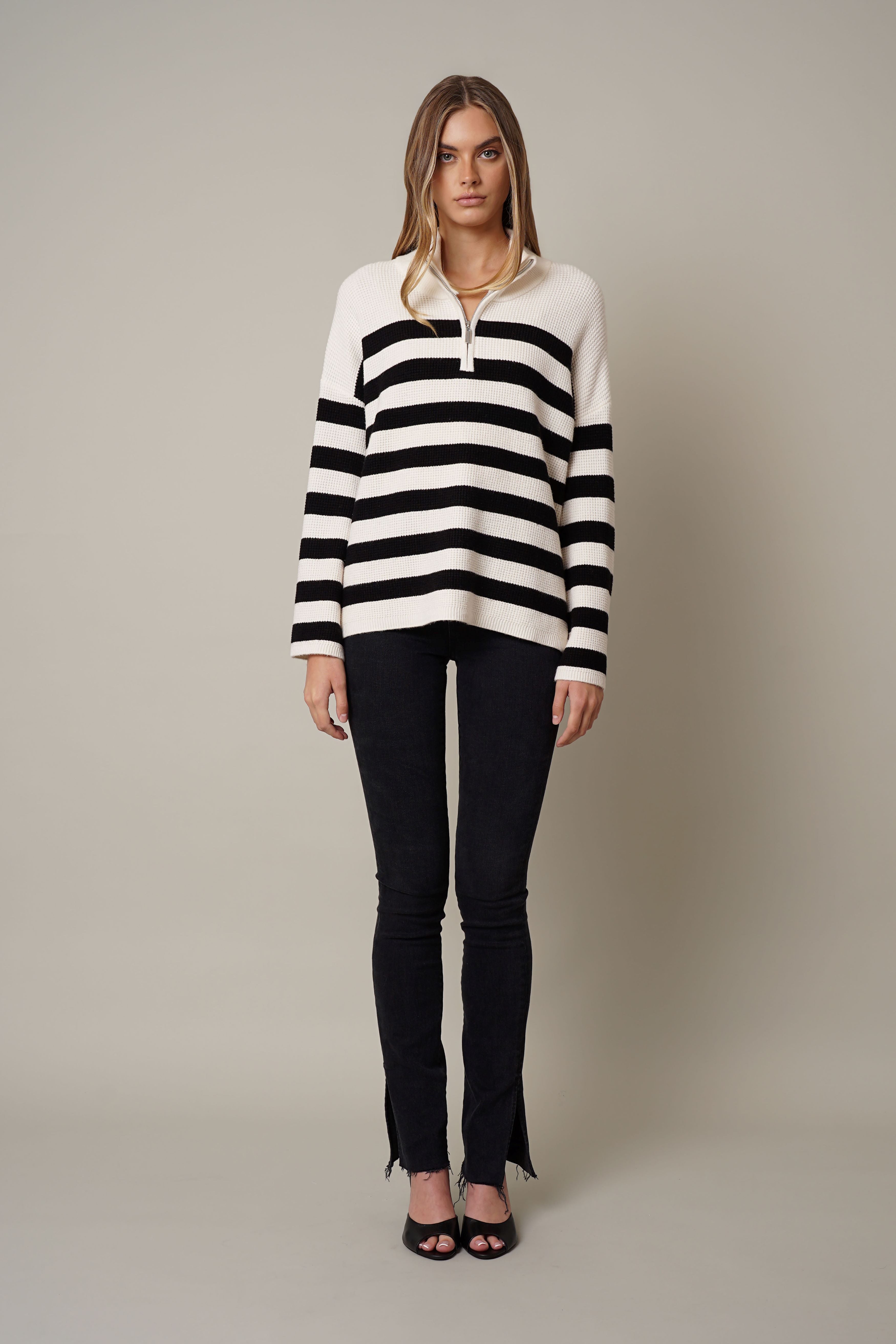 Cyrus - Half-Zip Striped Sweater