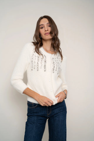 The Embellished Fuzzy Cardigan