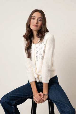 The Embellished Fuzzy Cardigan