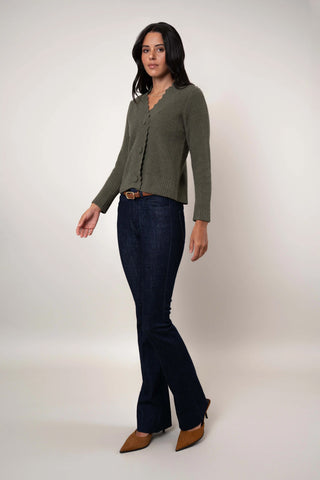 The Scallop Edge Waffle Cardigan