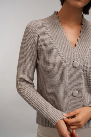 The Scallop Edge Waffle Cardigan
