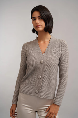 The Scallop Edge Waffle Cardigan