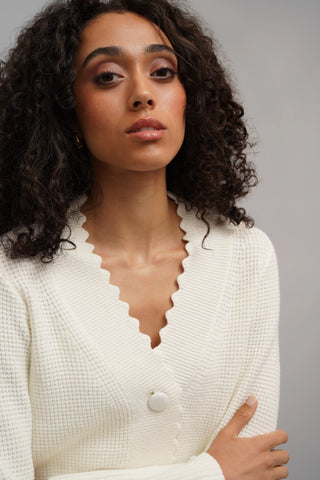 The Scallop Edge Waffle Cardigan