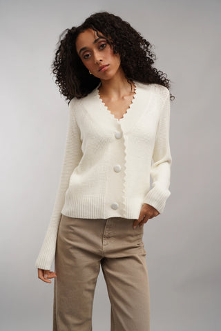The Scallop Edge Waffle Cardigan