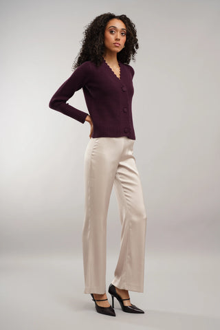 The Scallop Edge Waffle Cardigan
