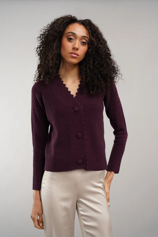 The Scallop Edge Waffle Cardigan