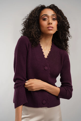 The Scallop Edge Waffle Cardigan