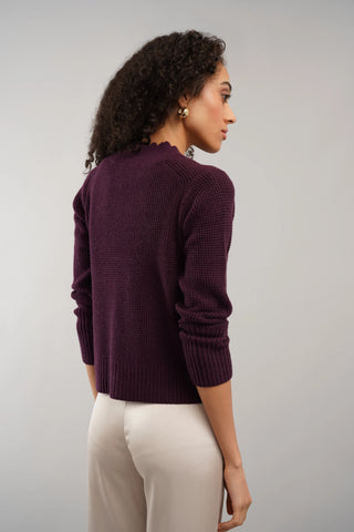 The Scallop Edge Waffle Cardigan