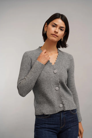 The Scallop Edge Waffle Cardigan