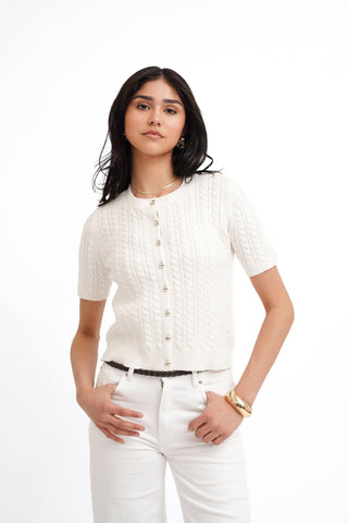 The Classic Cable Short Sleeve Cardigan
