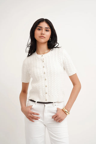 The Classic Cable Short Sleeve Cardigan