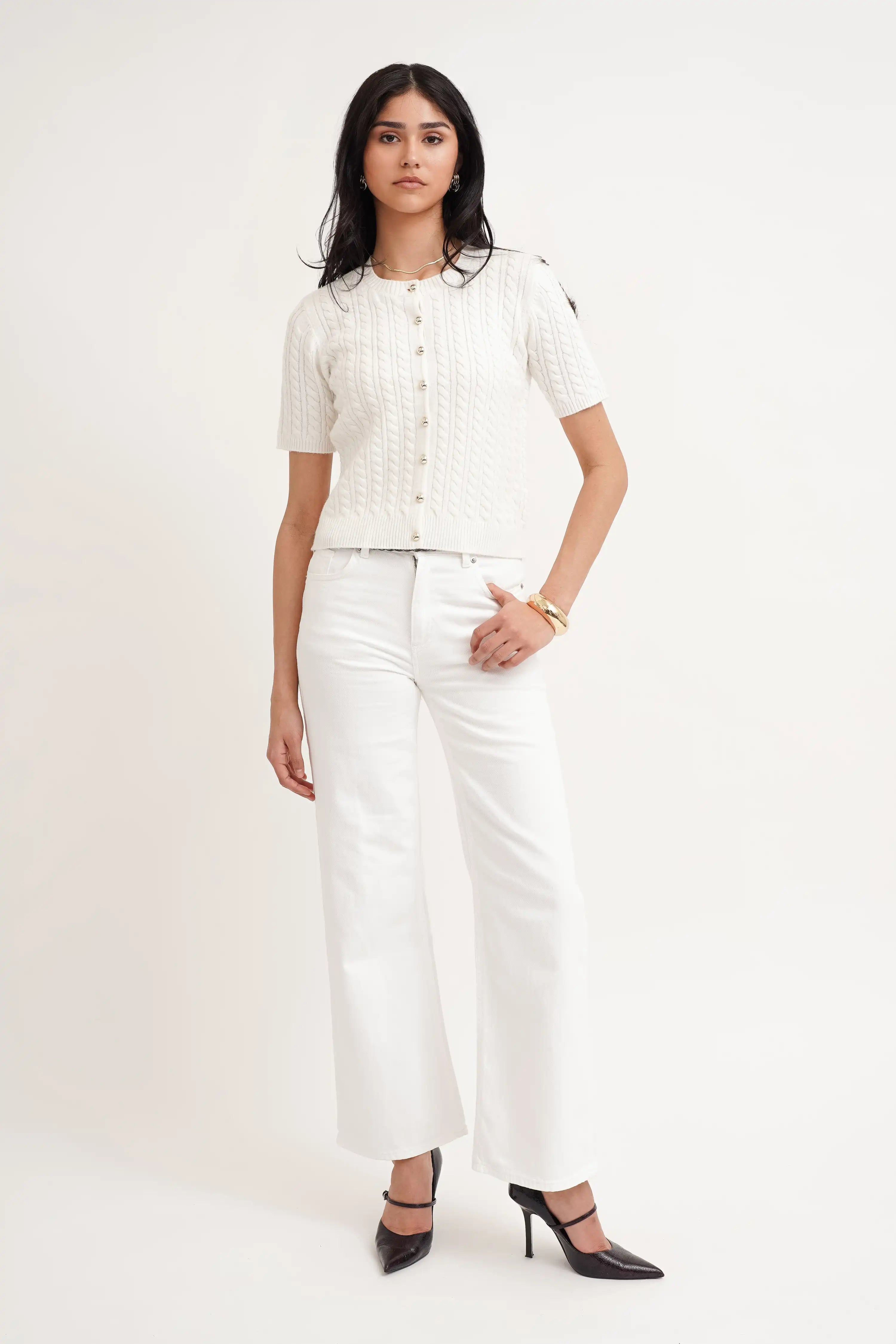 The Classic Cable Short Sleeve Cardigan