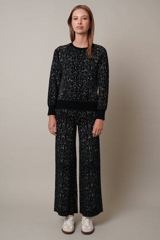 Model is wearing the Jacquard Pants Set in Black Combo