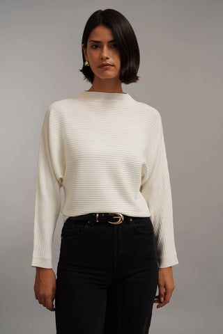 The Sculpted Rib Mock Neck Sweater
