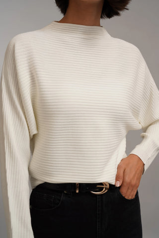 The Sculpted Rib Mock Neck Sweater