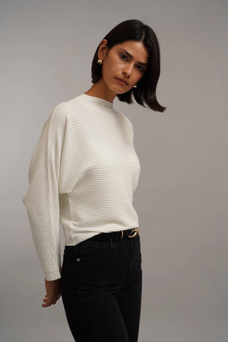 The Sculpted Rib Mock Neck Sweater