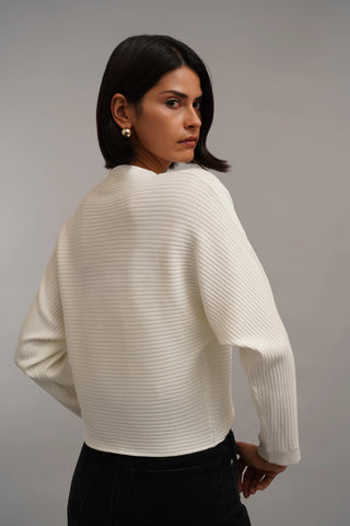 The Sculpted Rib Mock Neck Sweater