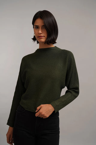 The Sculpted Rib Mock Neck Sweater