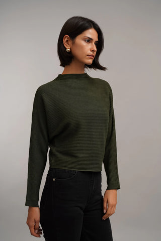 The Sculpted Rib Mock Neck Sweater