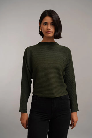 The Sculpted Rib Mock Neck Sweater