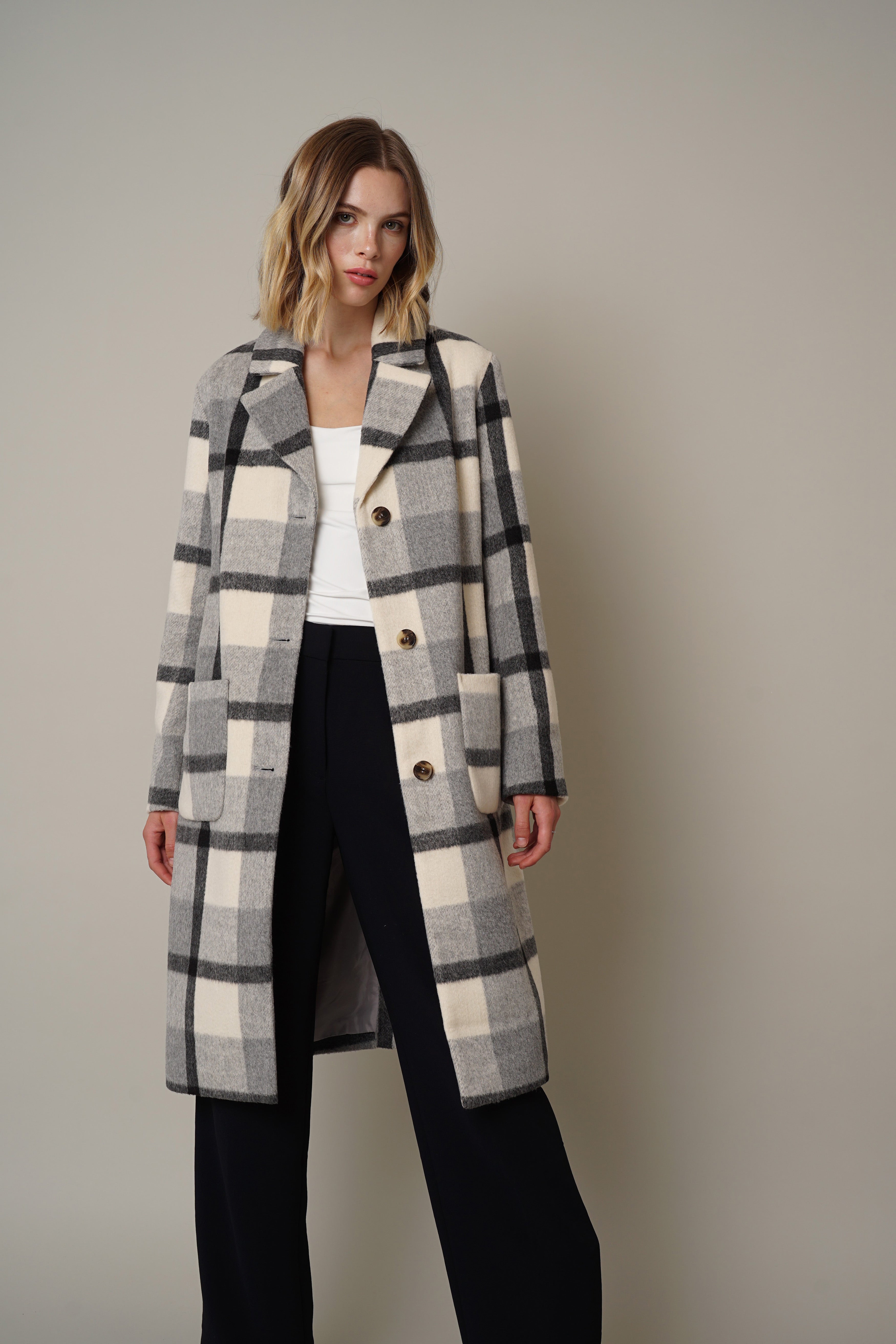 Check coat with on sale belt