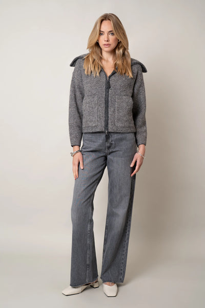 ジャケット・アウター andmary Zoey stand neck jacket gray Zoey