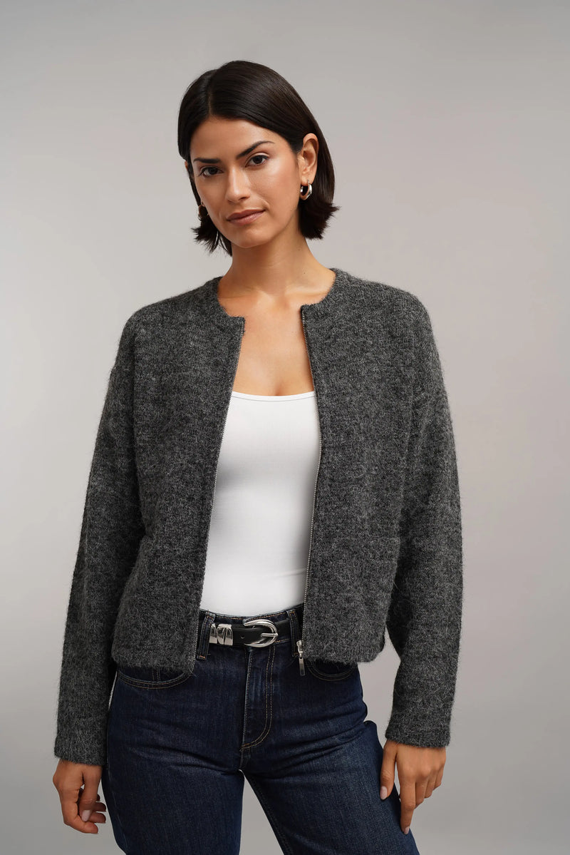 The Brushed Knit Zip Cardigan