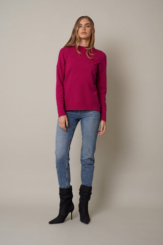 Funnel Neck Pullover with Ribbed Edge
