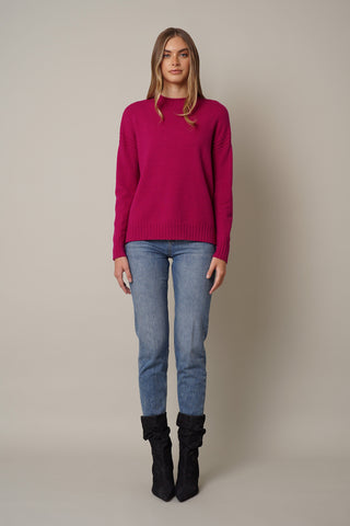 Funnel Neck Pullover with Ribbed Edge