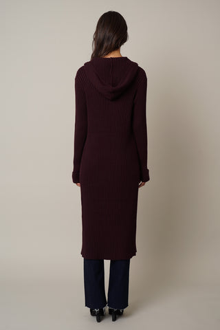 Ribbed Hooded Duster