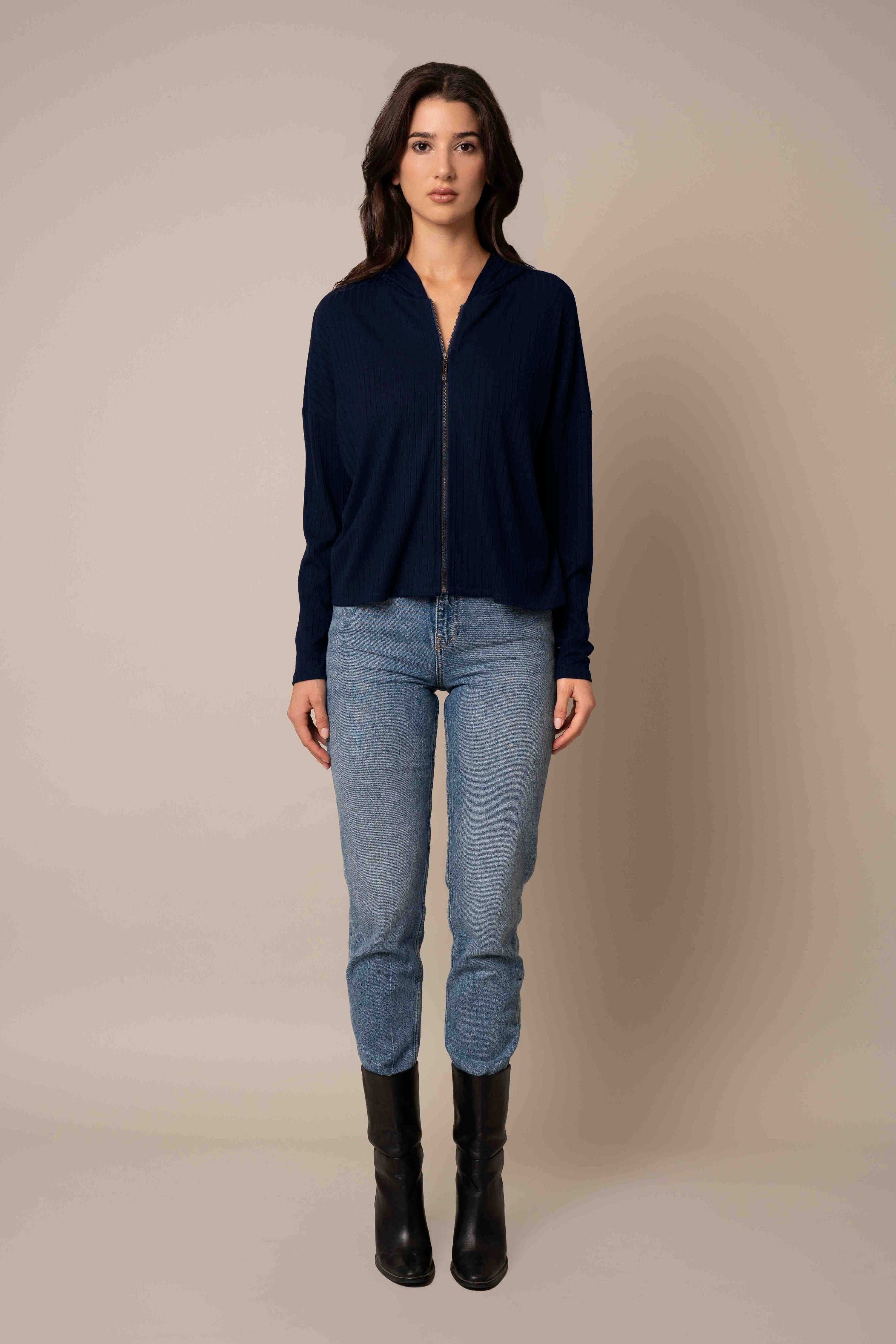 Cyrus - Ribbed Zip-Up Hoodie